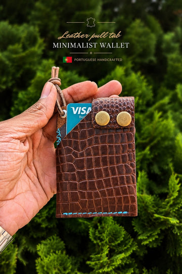 Douro Leather Croco Embossed Pull tab Minimalist Pocket Size Wallet.